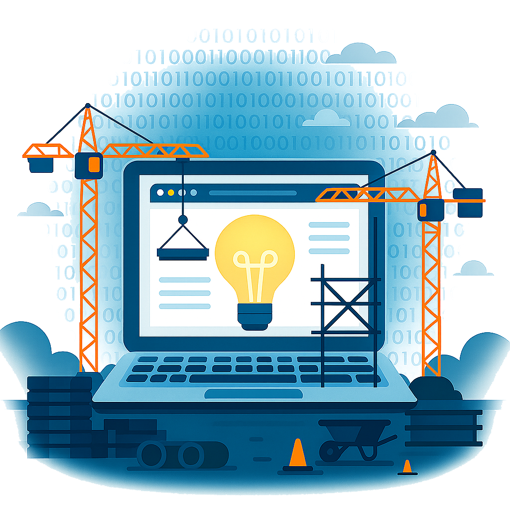 Building a construction-like laptop representing web and mobile app development